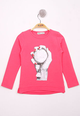 Toontoy Kız Çocuk El Baskılı T-Shirt