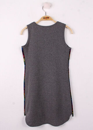 Toontoy Kız Çocuk Göğsü Yıldız Baskılı Sıfır Kol Elbise