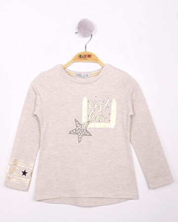 Toontoy Kız Çocuk Yıldızlı Chic Baskılı T-Shirt