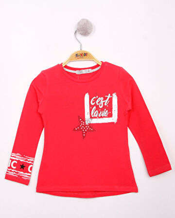 Toontoy Kız Çocuk Yıldızlı Chic Baskılı T-Shirt