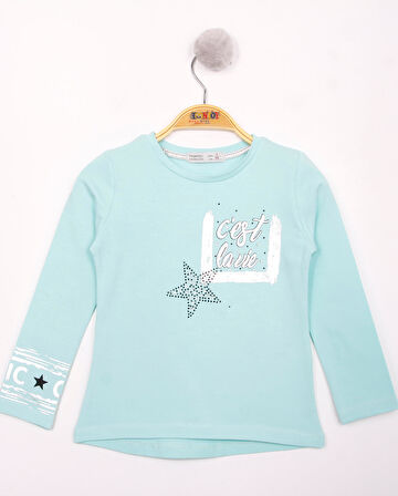 Toontoy Kız Çocuk Yıldızlı Chic Baskılı T-Shirt