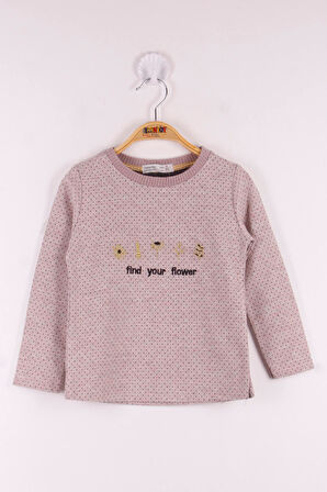 Toontoy Kız Çocuk Yazı Nakışlı Puanlı T-Shirt