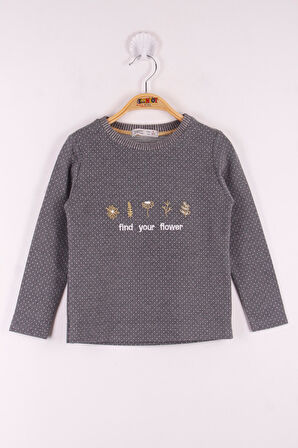 Toontoy Kız Çocuk Yazı Nakışlı Puanlı T-Shirt