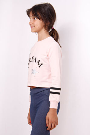 Toontoy Kız Çocuk Yıldızlı Dream Baskılı Sweatshirt