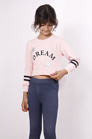 Toontoy Kız Çocuk Yıldızlı Dream Baskılı Sweatshirt