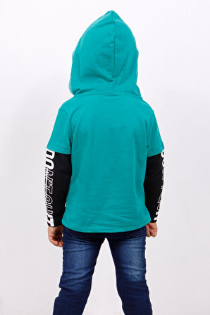 Toontoy Erkek Çocuk Kapşonlu Kolları Baskılı Sweatshirt