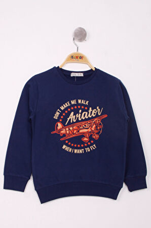 Toontoy Erkek Çocuk Uçak Baskılı Sweatshirt