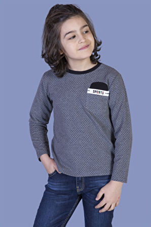 Toontoy Erkek Çocuk Cep Üstü Şerit Detaylı Tişört