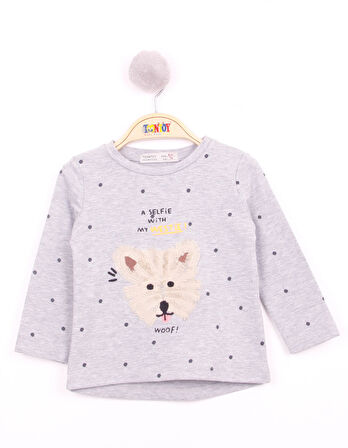 Toontoy Kız Bebek Köpek Nakışlı T-Shirt