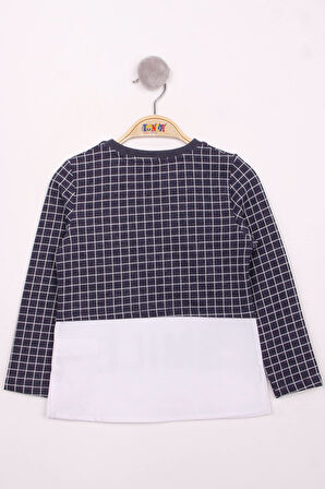 Toontoy Kız Çocuk Kareli Kumaşlı Smile Baskılı T-Shirt