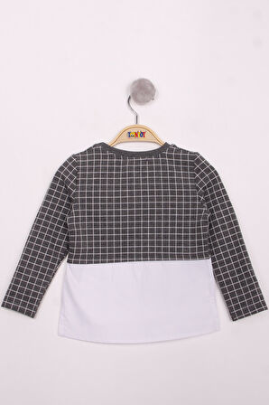 Toontoy Kız Çocuk Kareli Kumaşlı Smile Baskılı T-Shirt