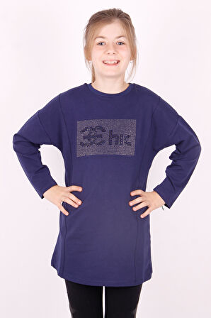 Toontoy Kız Çocuk Chic Yazılı Taş İşlemeli Tişört