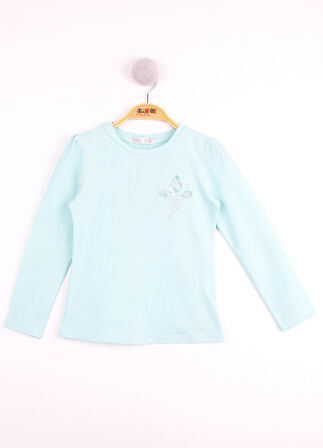 Toontoy Kız Çocuk Göğsü Çiçek Nakışlı T-Shirt