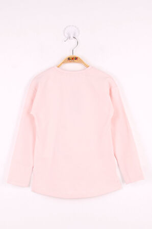 Toontoy Kız Çocuk Kedi Baskılı T-Shirt