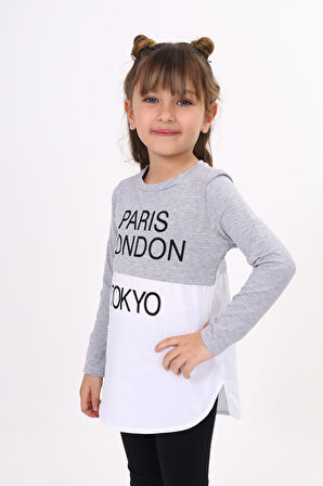 Toontoy Kız Çocuk Paris London Baskılı T-Shirt