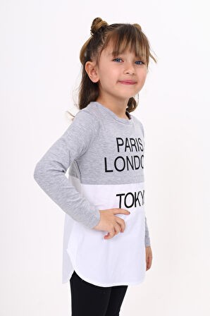 Toontoy Kız Çocuk Paris London Baskılı T-Shirt