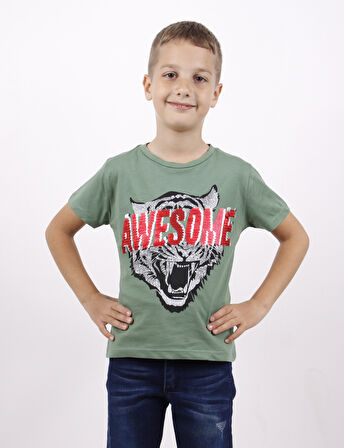 Toontoy Erkek Çocuk Awesome Pul Nakışlı T-Shirt