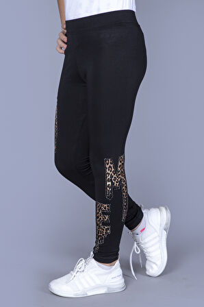 Toontoy Kız Çocuk Leopar Desenli Taşlı Tayt