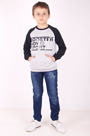 Toontoy Erkek Çocuk Reglan Kol Detaylı Cepli Sweatshirt