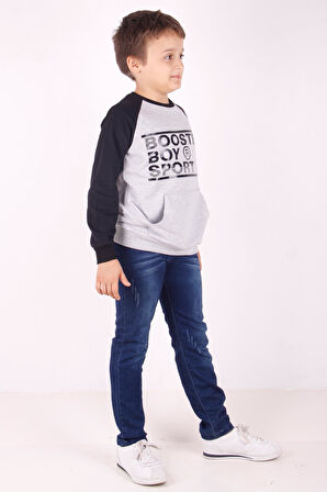 Toontoy Erkek Çocuk Reglan Kol Detaylı Cepli Sweatshirt