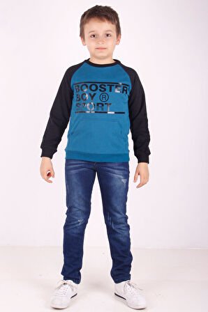 Toontoy Erkek Çocuk Reglan Kol Detaylı Cepli Sweatshirt