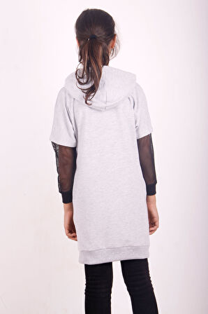 Toontoy Kız Çocuk Yıldız Baskılı Kapşonlu Elbise