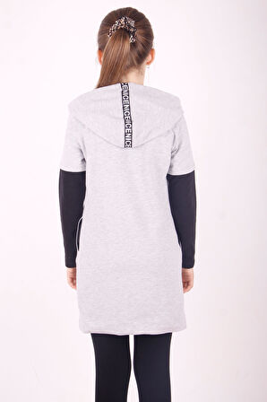 Toontoy Kız Çocuk Bestie Baskılı Kapşonlu Elbise