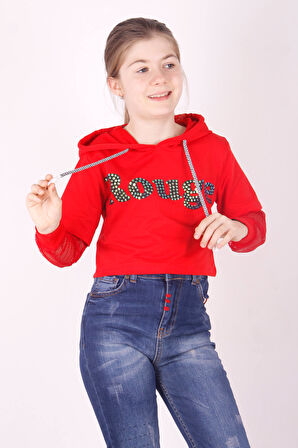 Toontoy Kız Çocuk Rouge Baskılı Kapşonlu Sweatshirt
