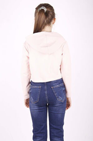 Toontoy Kız Çocuk Taş İşlemeli Kapşonlu Sweatshirt