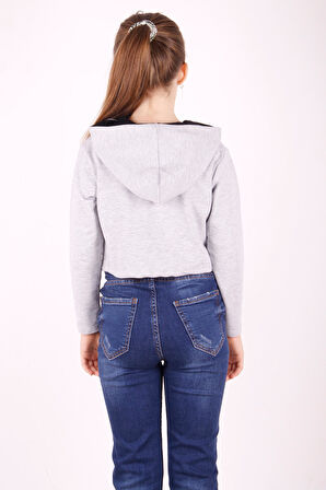 Toontoy Kız Çocuk Taş İşlemeli Kapşonlu Sweatshirt