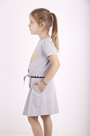 Toontoy Kız Çocuk Cepli Baskılı Etekli Takım