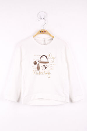 Toontoy Kız Çocuk Çanta Nakışlı Sweatshirt