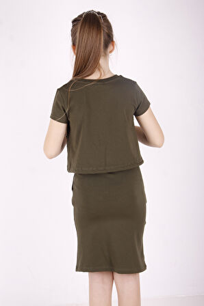 Toontoy Kız Çocuk İncili Cepli Etekli Takım