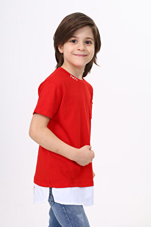 Toontoy Erkek Çocuk Cepli Pamuklu Tişört