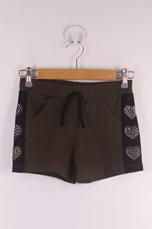 Toontoy Kız Çocuk Kalp Nakışlı Şort