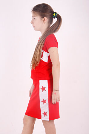 Toontoy Kız Çocuk Yıldız Baskılı Etekli Takım