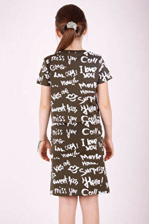 Toontoy Kız Çocuk Komple Yazı Baskılı Etekli Takım