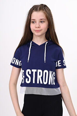 Toontoy Kız Çocuk Be Strong Baskılı Kapüşonlu Tişört
