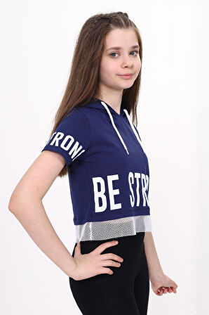 Toontoy Kız Çocuk Be Strong Baskılı Kapüşonlu Tişört