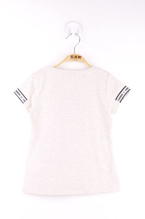 Toontoy Kız Çocuk Kol Kulaklıklı Köpek Baskılı Tişört