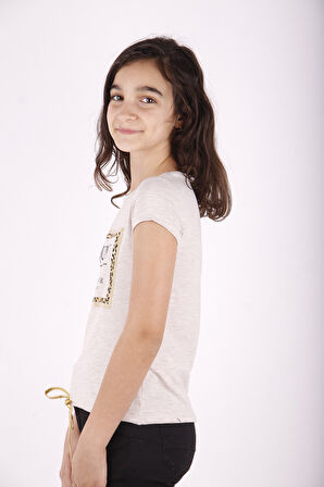 Toontoy Kız Çocuk Queen Varak Leoapar Baskılı Tişört