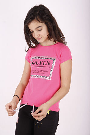 Toontoy Kız Çocuk Queen Varak Leoapar Baskılı Tişört