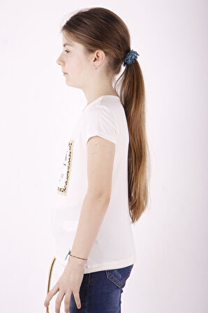 Toontoy Kız Çocuk Queen Varak Leoapar Baskılı Tişört