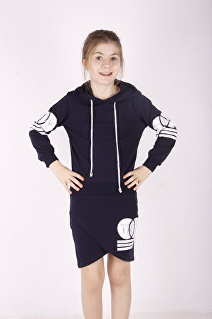 Toontoy Kız Çocuk Kolları Ve Eteği TNTY Baskılı Etekli Takım