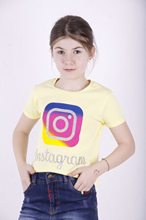 Toontoy Kız Çocuk Instagram Baskılı Tişört