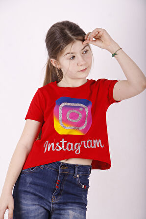 Toontoy Kız Çocuk Instagram Baskılı Tişört