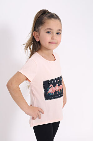 Toontoy Kız Çocuk Flamingo Baskılı Tişört