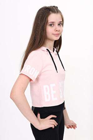 Toontoy Kız Çocuk Be Strong Baskılı Kapüşonlu Tişört