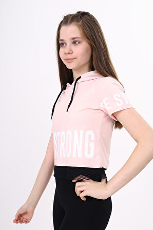 Toontoy Kız Çocuk Be Strong Baskılı Kapüşonlu Tişört