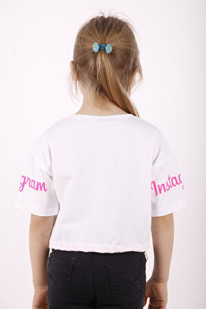 Toontoy Kız Çocuk Instagram Baskılı Crop Tişört